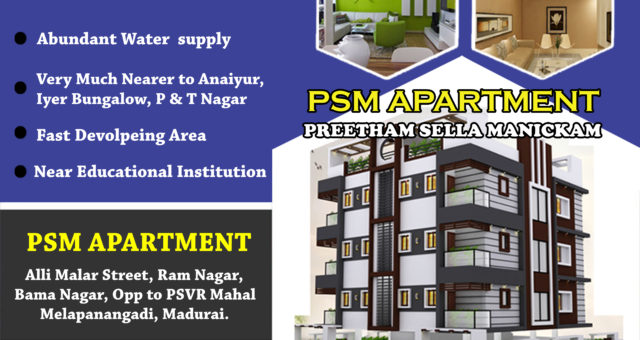 2BHK Flat Available @ PSM Apartment @ Mela Panangadi, Madurai