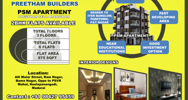 Luxury 2BHK Flats available @ Preetham Builders in Madurai