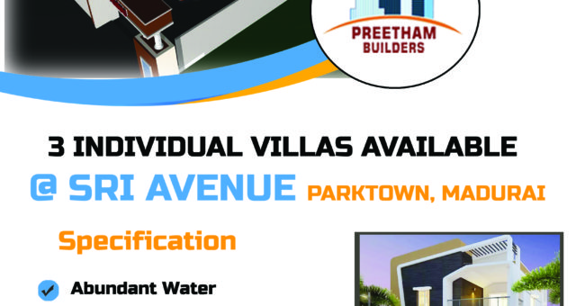 Luxury 3BHK Individual Villas Available @ Sri Avenue, Parktown, Madurai