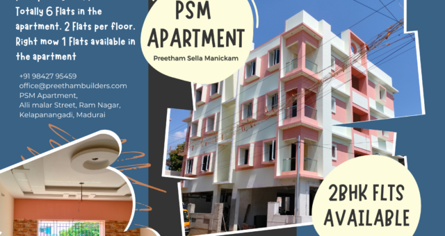 Only 1 Flats available @ PSM Apartment, Keelapanngadi, Madurai.